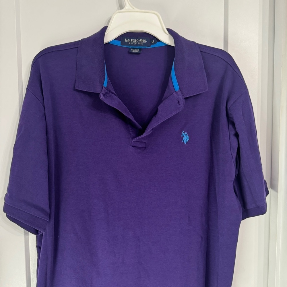 U.S. Polo Assn. Luxury Feel Purple Polo Shirt with Blue Accents Short Sleeve LT - Picture 2 of 7
